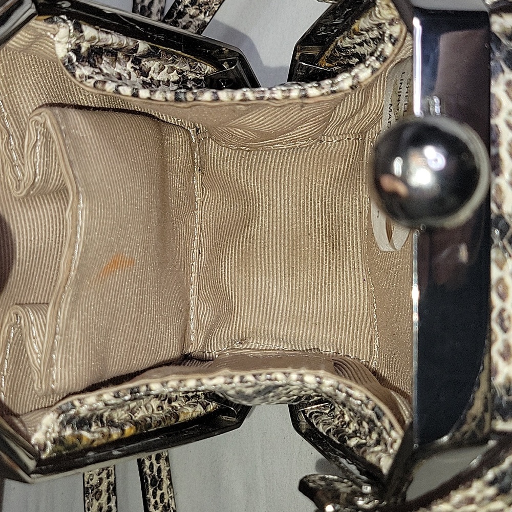 Talbots Python Leather Box Frame Kisslock Crossbo… - image 9